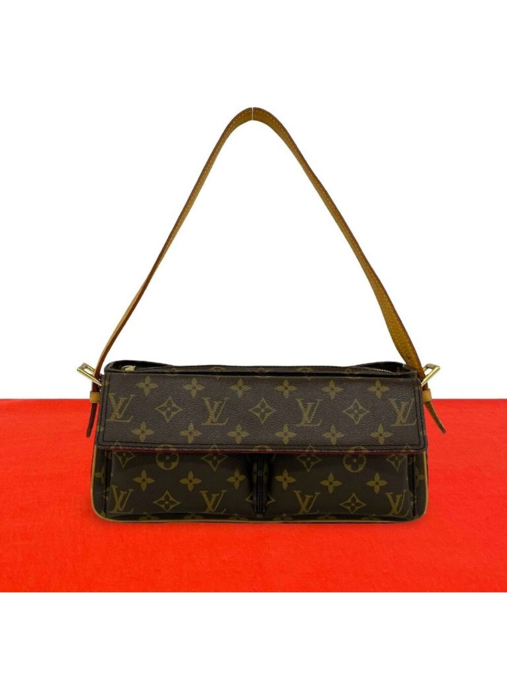 Louis Vuitton Viva-Cite MM Monogram Leather Shoulder Bag Brown
